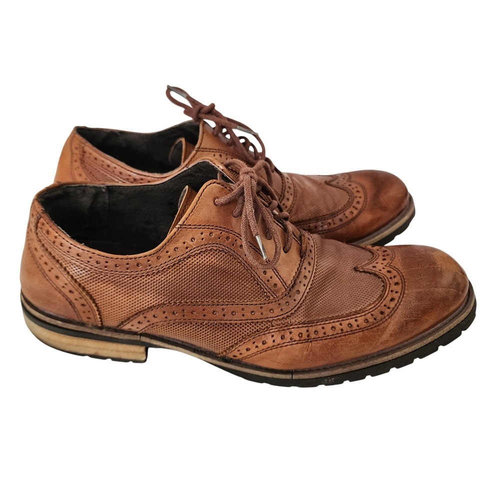 Steve Madden Persey Mens 9.5 Brown Leather Wingtip Oxford Brogue Shoes Repair